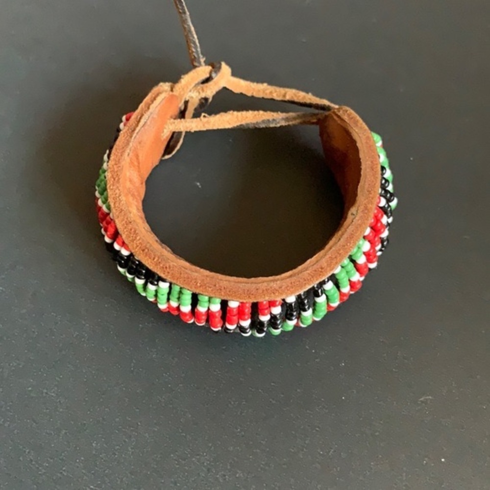 🦋3/$20 Jamaican Artisan Leather Beaded Bracelet